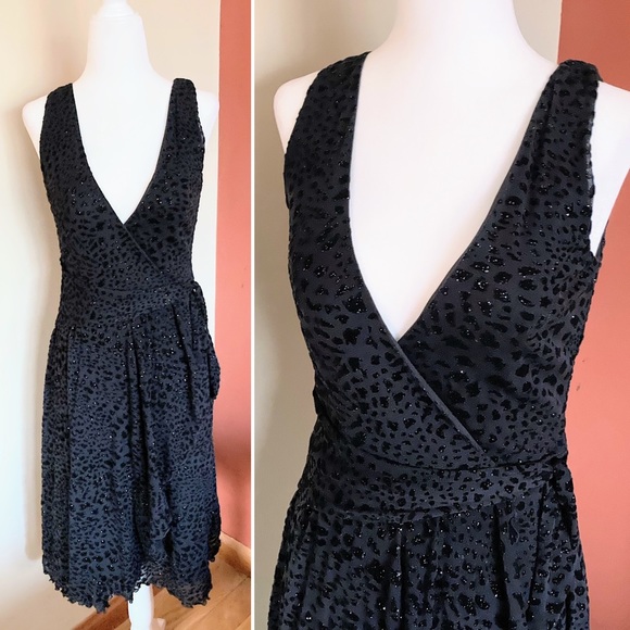 NWT Vintage Betsey Johnson 90s Black Leopard Print Nylon Rayon Glitter Dress XS - Picture 3 of 10